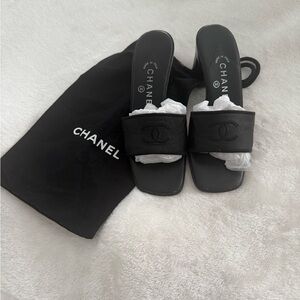 Chanel Black Sandals with Monochrome Elegance